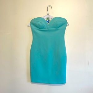 Wow Couture | Blue Mint Strapless Bodycon Mini Dress